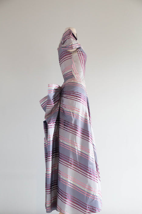 Marvelous Late 1930's Sugar Plum Taffeta Evening Gown From Bonwit Teller / XS