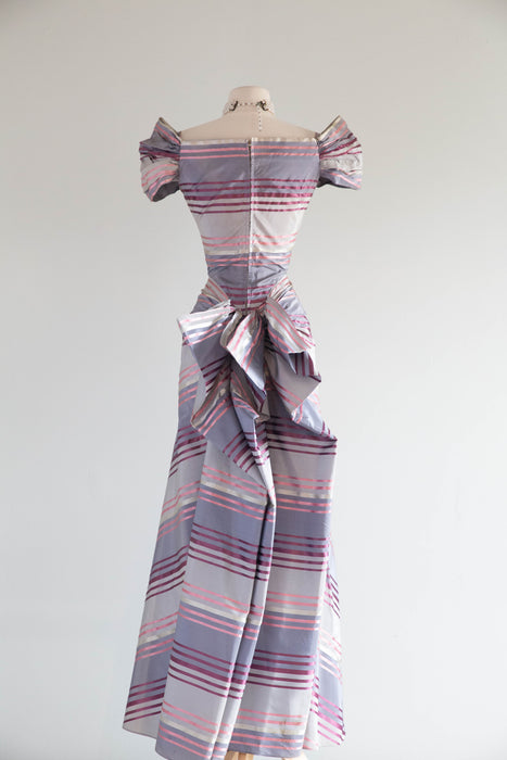 Marvelous Late 1930's Sugar Plum Taffeta Evening Gown From Bonwit Teller / XS