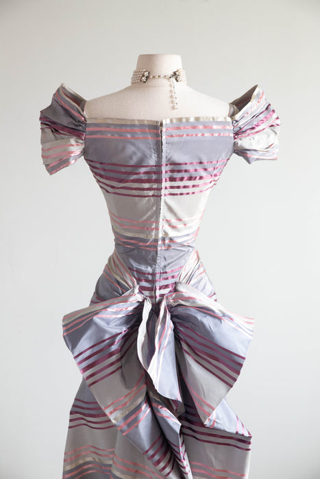 Marvelous Late 1930's Sugar Plum Taffeta Evening Gown From Bonwit Teller / XS