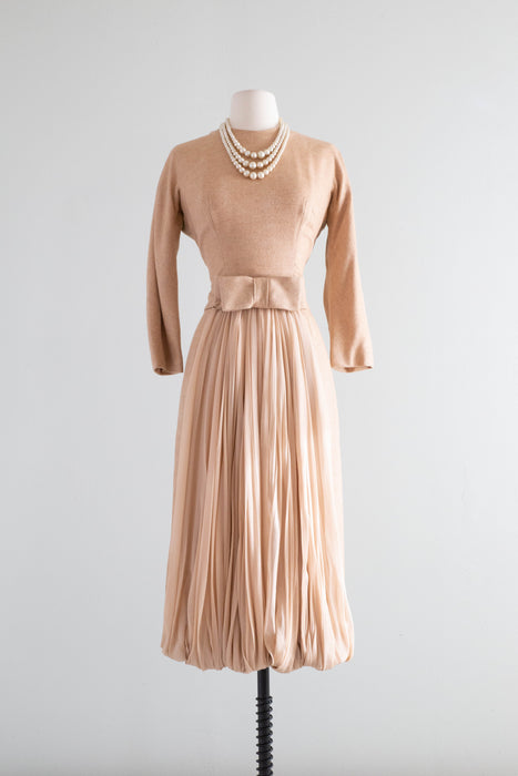 Sublime 1950's Samuel Winston Camel Cashmere Cocktail Dress / Medium