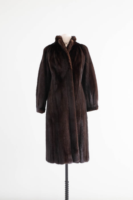 Iconic Vintage Chocolate Mink Fur Coat From Nicholas Ungar / Medium