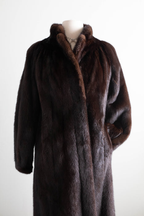 Iconic Vintage Chocolate Mink Fur Coat From Nicholas Ungar / Medium