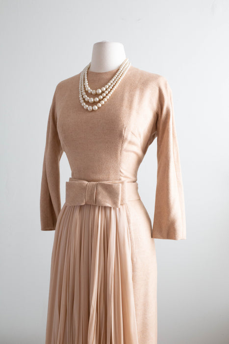 Sublime 1950's Samuel Winston Camel Cashmere Cocktail Dress / Medium