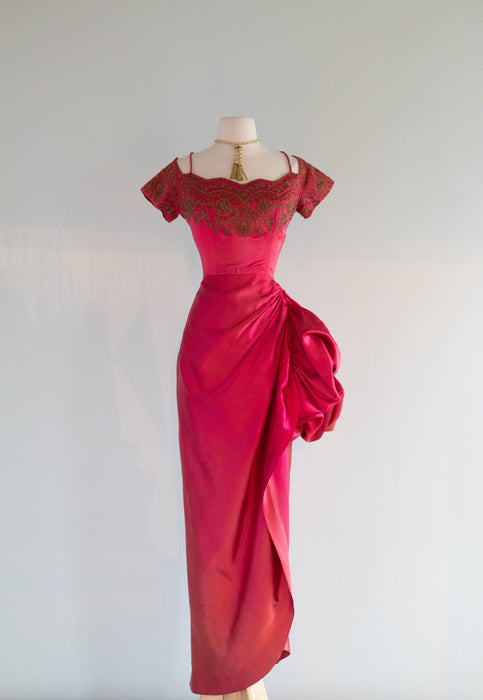 Old Hollywood Glamour Late 1940's Satin Rose Evening Gown, An Original Xtabay Vintage Old Hollywood Glamour Late 1940's Satin Rose Evening Gown, An Original Xtabay Vintage