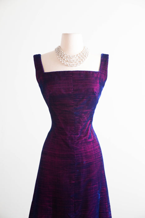 Extraordinary 1960's George Stavropoulos Couture Evening Gown In Iridescent Velvet / SM