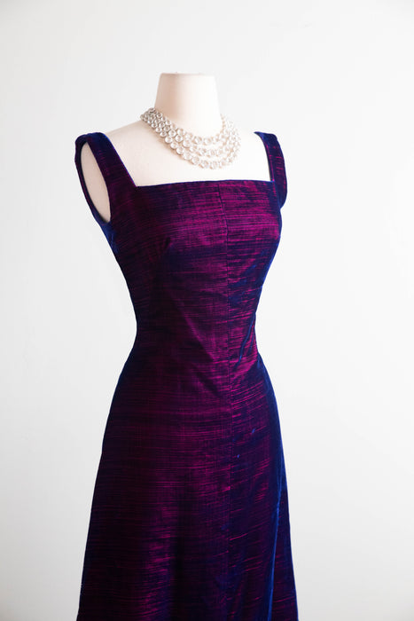 Extraordinary 1960's George Stavropoulos Couture Evening Gown In Iridescent Velvet / SM