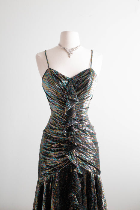 Sensational Vintage 80's Iridescent Party Dress By New Leaf / XS