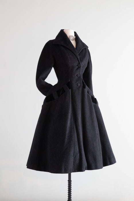 Dramatic 1950's New Look Era Lilli Ann Princess Coat / Small
