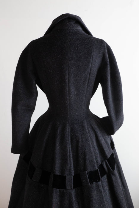 Dramatic 1950's New Look Era Lilli Ann Princess Coat / Small
