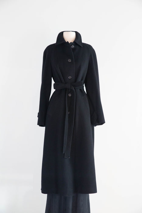 Sublime Vintage 100% Cashmere Long Line Coat, Made in England / M