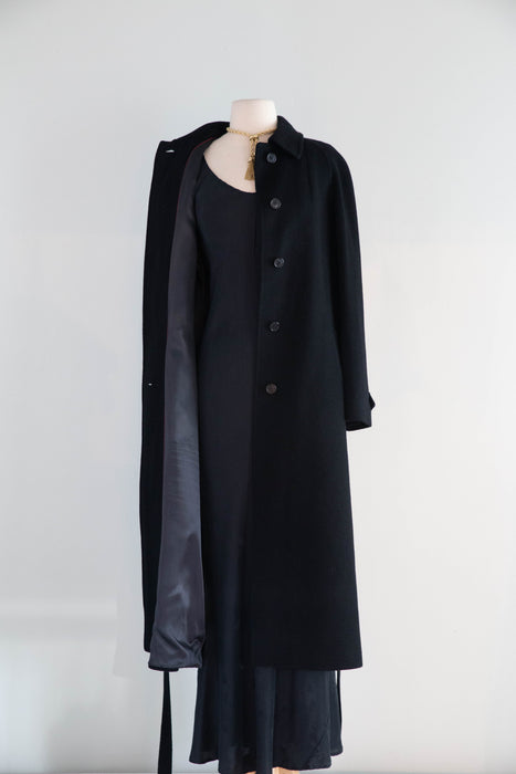 Sublime Vintage 100% Cashmere Long Line Coat, Made in England / M