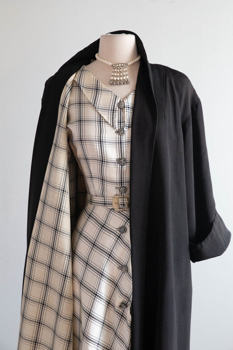 Fabulous Early 1950's Silk Dress With Matching Swing Coat / S
