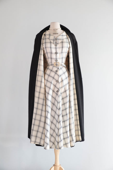 Fabulous Early 1950's Silk Dress With Matching Swing Coat / S
