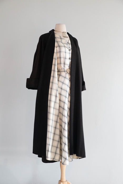 Fabulous Early 1950's Silk Dress With Matching Swing Coat / S