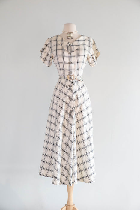 Fabulous Early 1950's Silk Dress With Matching Swing Coat / S