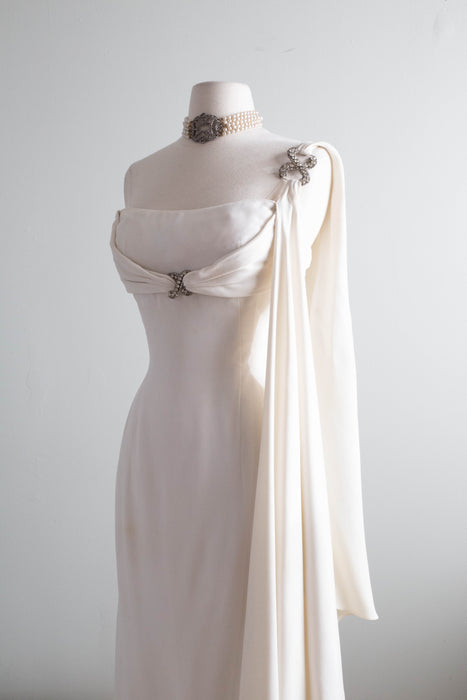 Hollywood Glamour By Mr. Blackwell Custom White Evening Gown Late 50's Era / SM