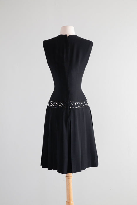 Fabulous 1960's Lilli Diamond Cocktail Dress With Trompe L’Oeil Rhinestone Belt / Medium