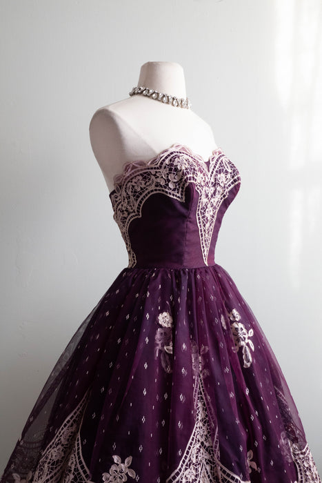 Exquisite 1950's Violet Blue Sugar Plum Fairy Dress By Cotillion / XS