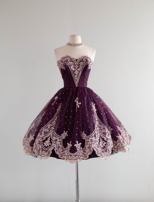 Exquisite 1950's Violet Blue Sugar Plum Fairy Dress By Cotillion / XS Xtabay Vintage Exquisite 1950's Violet Blue Sugar Plum Fairy Dress By Cotillion / XS Xtabay Vintage