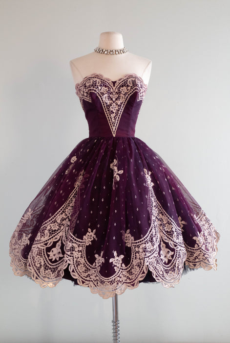 Exquisite 1950's Violet Blue Sugar Plum Fairy Dress By Cotillion / XS
