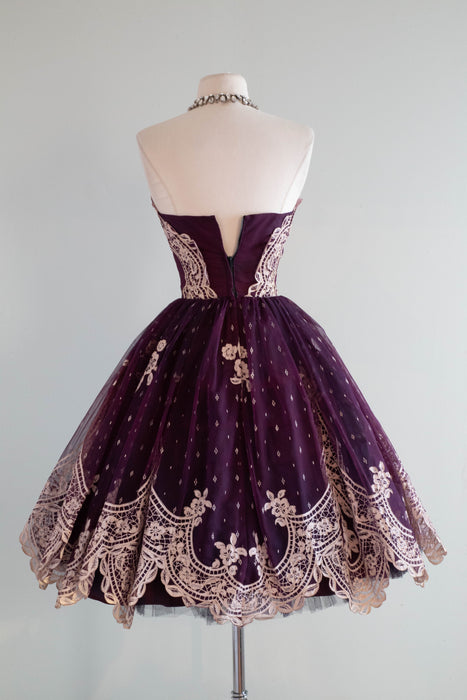 Exquisite 1950's Violet Blue Sugar Plum Fairy Dress By Cotillion / XS