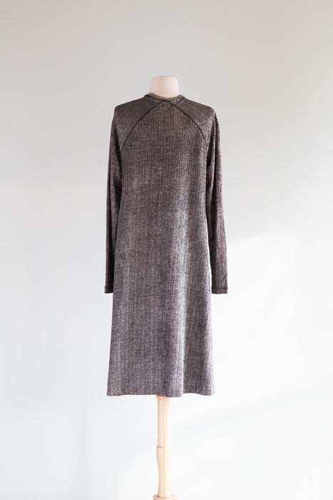 Fabulous 1970's Missoni Silver Lurex Knit Evening Dress / ML