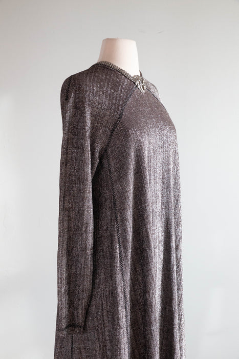 Fabulous 1970's Missoni Silver Lurex Knit Evening Dress / ML