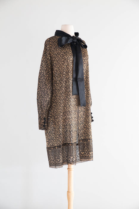 Exquisite Museum Worthy 1920's Bonwit Teller & Co. Gold Lamé Evening Coat / SM