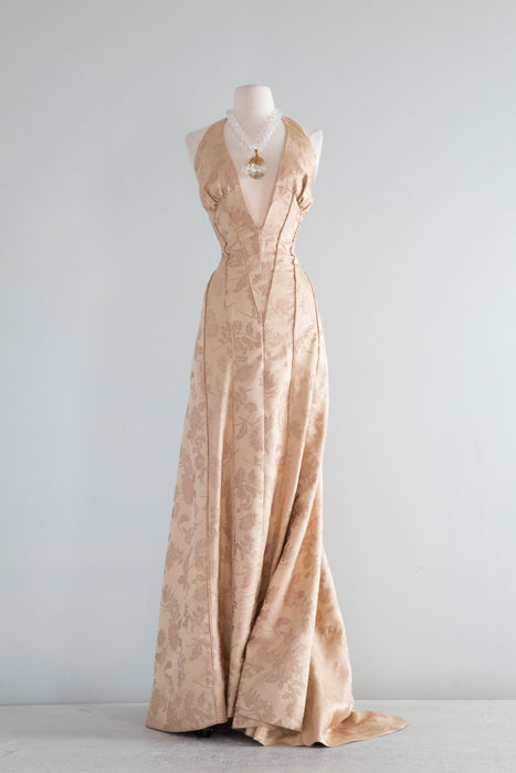 Vintage Timeless Golden Glamour Evening Gown From Berlin / Medium