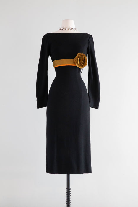 Gorgeous 1950's Hourglass Wiggle Dress With Satsuma Sash / SM