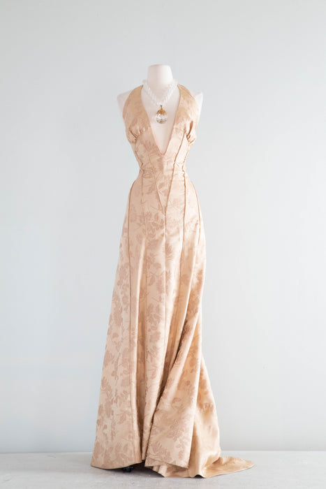 Vintage Timeless Golden Glamour Evening Gown From Berlin / Medium