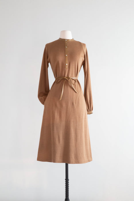 Classic Chic Bonnie Cashin Cocoa Wool Jersey Day Dress / Medium