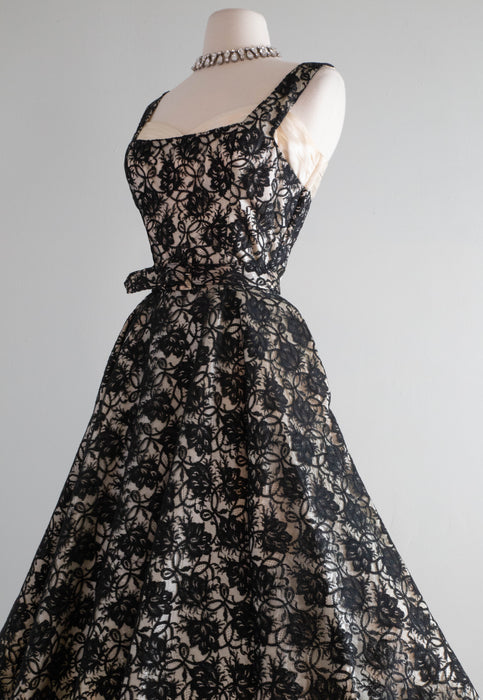 Stunning 1950's Black Ivory Lace Evening Dress Small – Xtabay