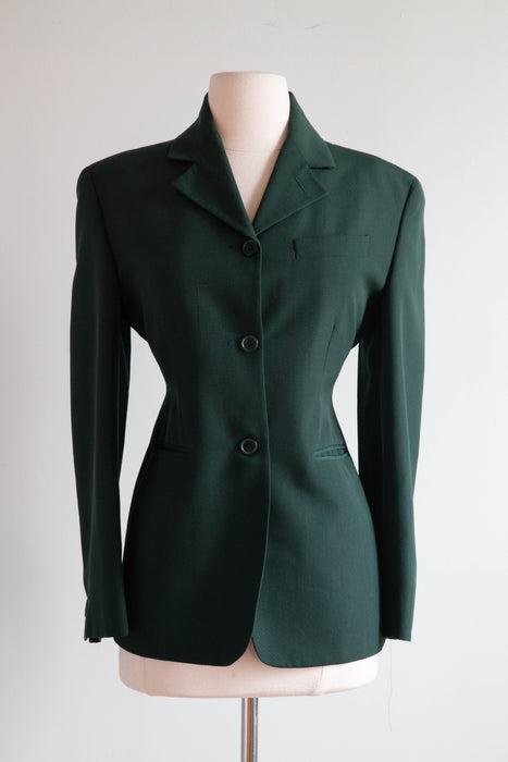 Classic 1990's Romeo Gigli Evergreen Wool Blazer Made in Italy / Medium