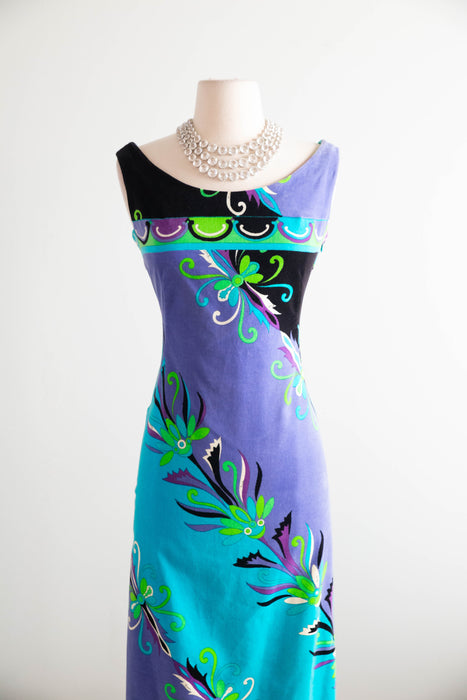 Rare & Iconic 1960's Emilio Pucci Velvet Sheath Dress / SM