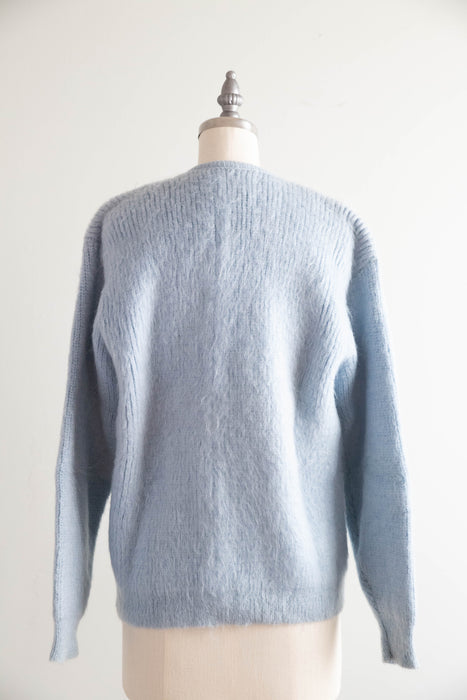 Rare 1960's Powder Blue Kurt Cobain Fuzzy Mohair Cardigan / ML