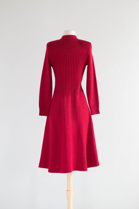 Vintage Early 80's St. John Knit Dress in Cerise / Medium Vintage Early 80's St. John Knit Dress in Cerise / Medium