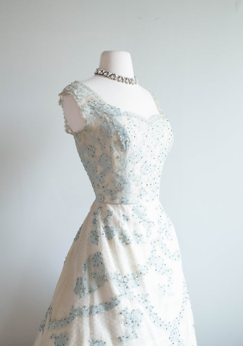 Stunning 1950's "Out Of The Blue" Evening Dress By Harvey Berin / Medium AS-IS