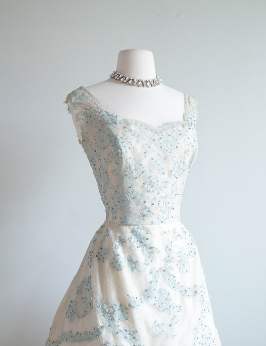 Stunning 1950's "Out Of The Blue" Evening Dress By Harvey Berin / Medium AS-IS