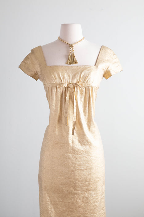 Stunning 1960's Audrey Hepburn Style Gold Empire Evening Gown / XS