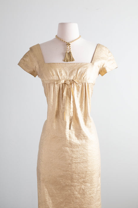 Stunning 1960's Audrey Hepburn Style Gold Empire Evening Gown / XS Xtabay Vintage Stunning 1960's Audrey Hepburn Style Gold Empire Evening Gown / XS Xtabay Vintage