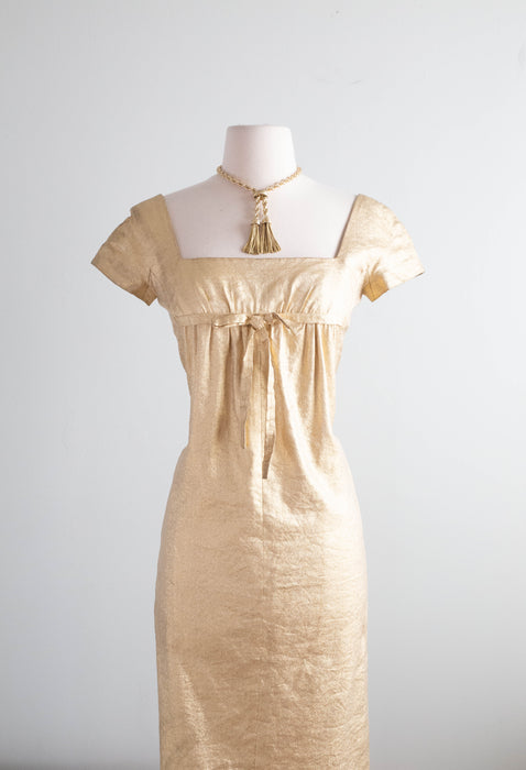 Stunning 1960's Audrey Hepburn Style Gold Empire Evening Gown / XS