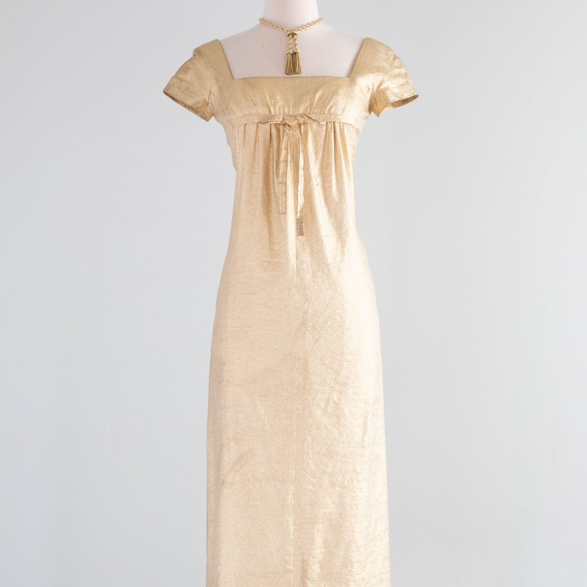 Stunning 1960's Audrey Hepburn Style Gold Empire Evening Gown / XS