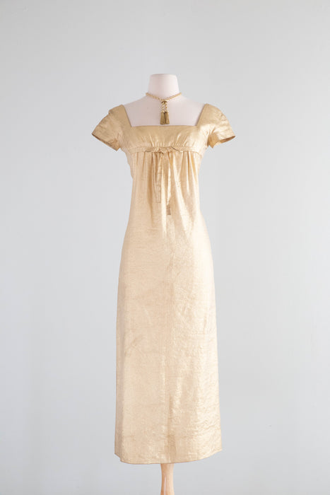 Stunning 1960's Audrey Hepburn Style Gold Empire Evening Gown / XS