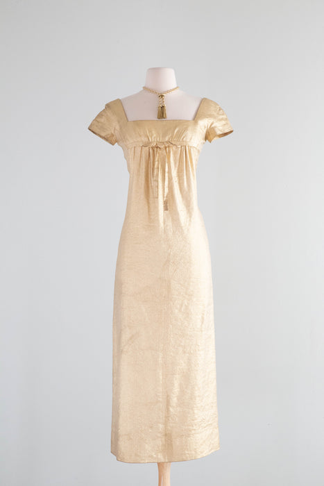 Stunning 1960's Audrey Hepburn Style Gold Empire Evening Gown / XS