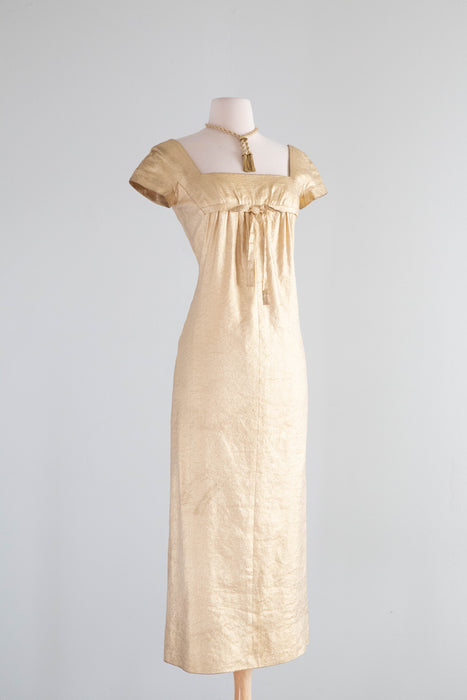 Stunning 1960's Audrey Hepburn Style Gold Empire Evening Gown / XS