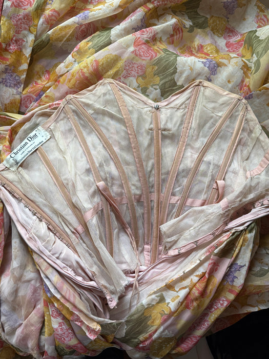 Spectacular 1950's Christian Dior Silk Floral "Nuit De Fete" Evening Gown / XS