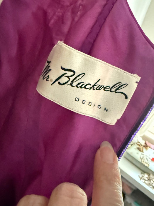 Show-stopping 1950's Shocking Violet Silk Cocktail Dress By Mr. Blackwell / SM