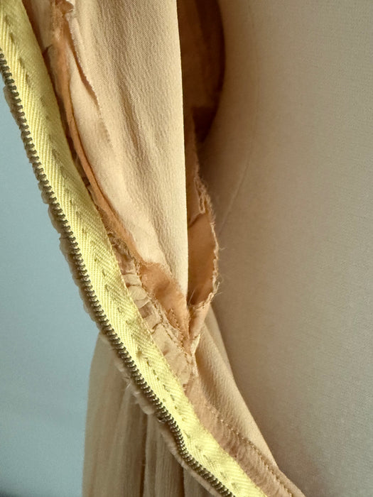 Stunning 1950’s Demi Couture Honey Silk Chiffon Evening Dress / M