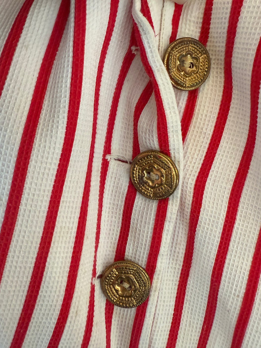 Iconic 1940's Nautical Striped Cotton Pique Summer Day Dress / ML